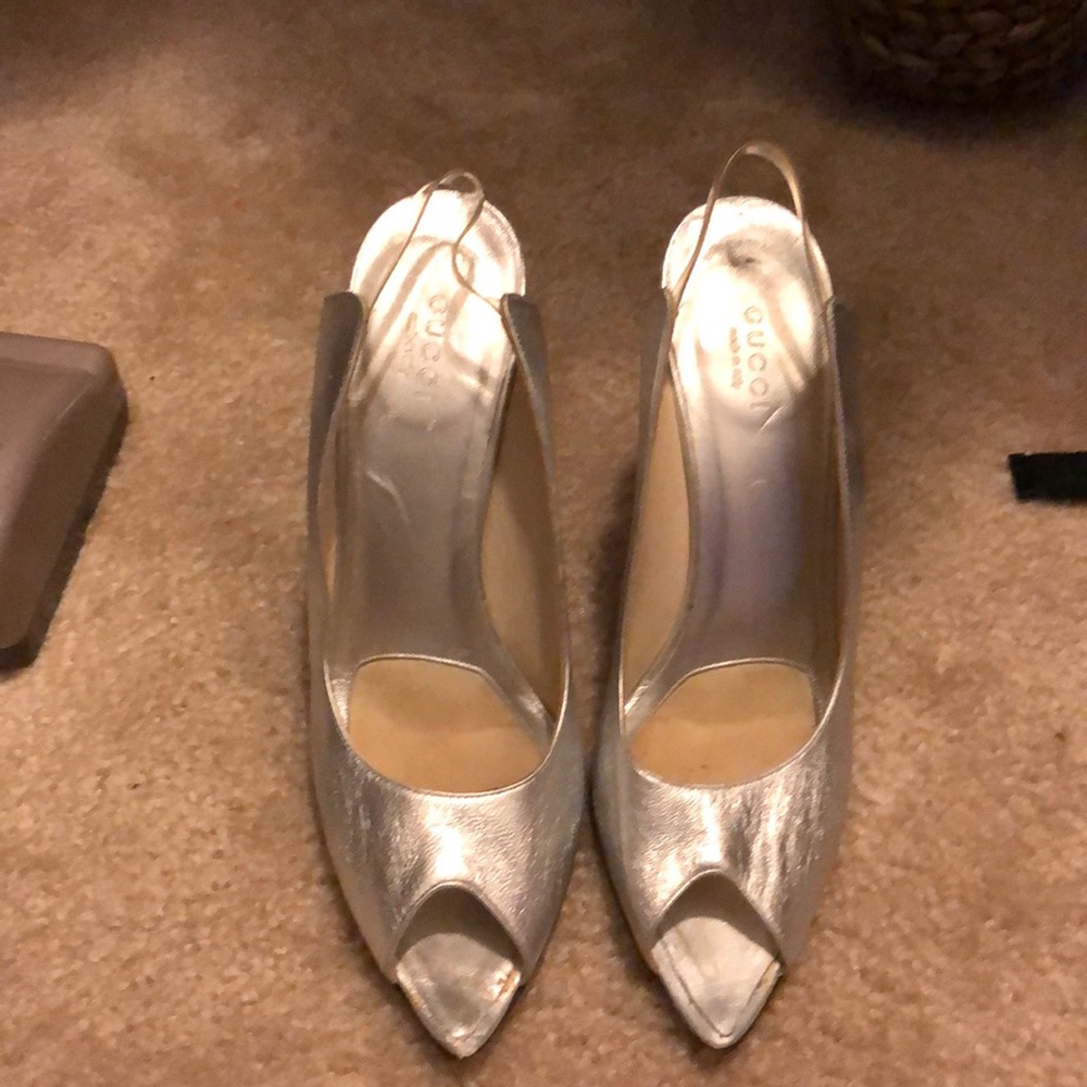 Metallic Silver Heels